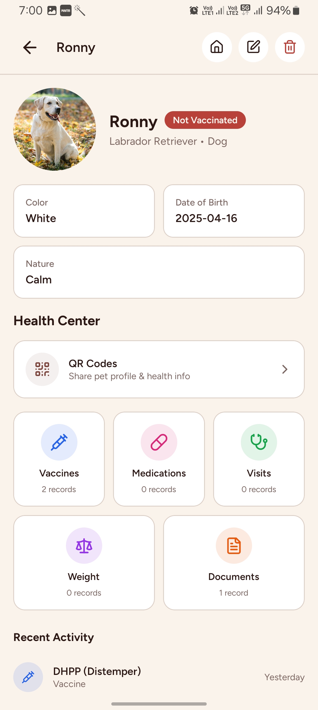 Pet Detail & Health Center